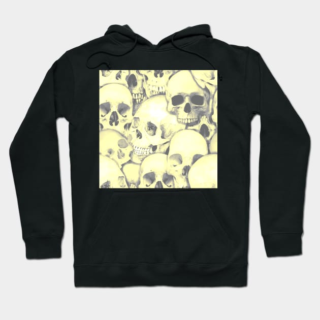 Tiling Desert Yellow Skull Pattern - Sand and Dust Hoodie by SolarCross